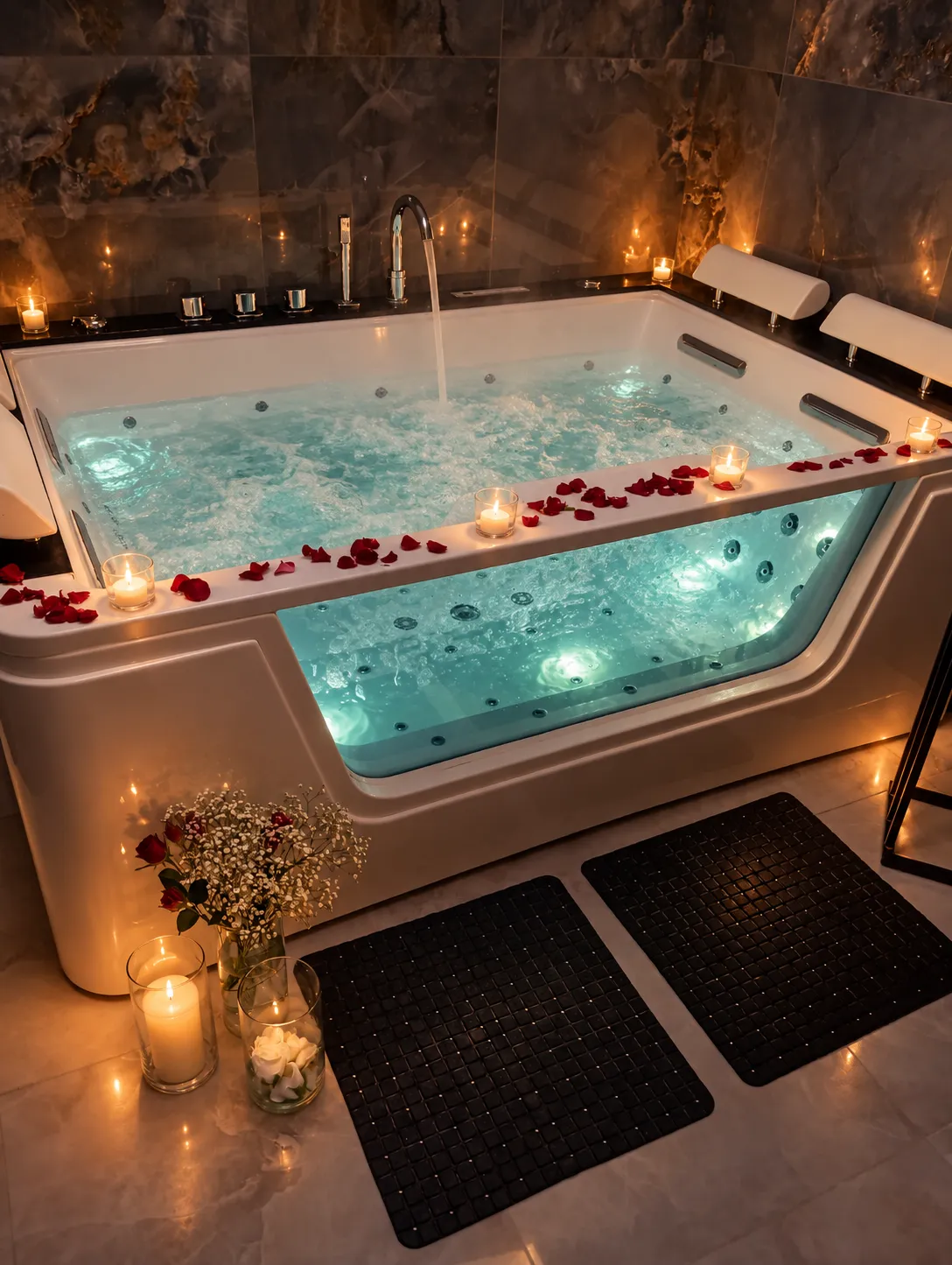 Prywatne jacuzzi przygotowane na romantyczny pobyt we dwoje